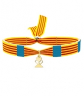 Pulsera Bandera Valencia con colgante el Santo Grial, Acero Dorado