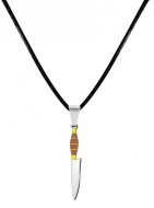 Collar negro poliester con Cuchillo Canario lacado Acero Platerado