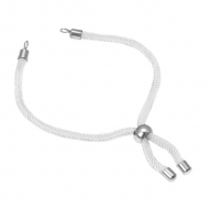 Pulsera semiacabada cord�n blanco ajustable y acero 3mm