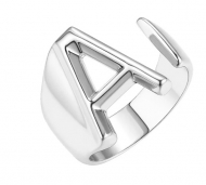 Anillo ajustable Acero Plateado con Inicial a escoger