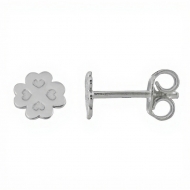 Pendientes mini trbol en Plata 925  6 mm