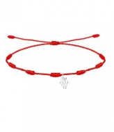 Pulsera 7 nudos Roja con Racimo de Uvas, Acero Plateado