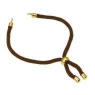Pulsera semiacabada cordn marrn ajustable y acero dorado 3mm