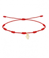 Pulsera 7 nudos Rojo con Racimo de Uvas, Acero Dorado