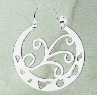 Par de pendientes Argolla Canaria, Silueta Islas, elige tama�o, Acero Plateado