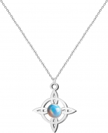 Colgante Nudo de Bruja Acero Plateado con Opalina