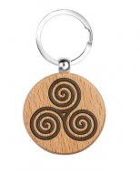 Llavero de madera con Trisquel, Acero plateado