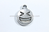 10 COLGANTES EMOTICONO PLATA ANTIGUA 15x12mm. (mod 4)