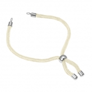 Pulsera semiacabada cordn crema vainilla ajustable y acero 3mm