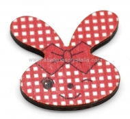 2 CONEJITOS DE MADERA CUADRITOS ROJO 32x31mm