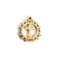 1 Colgante Cruz corona acero inoxidable dorado 14x12mm