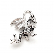 5 COLGANTES DRAGN PLATA ANTIGUA 20x15mm