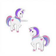 Pendientes unicornio con corazn en Plata 925  7.7x9.3 mm