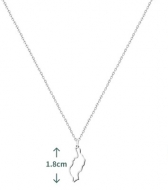 Colgante con cadena y silueta mapa Isla de Lanzarote, Acero Plateado
