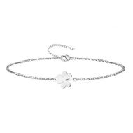 Pulsera de cadena y Trbol de Tres Hojas, Acero plateado