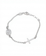 Pulsera infantil con Virgen Milagrosa y cruz en Plata 925