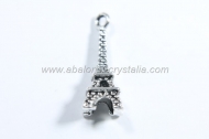 10 COLGANTES TORRE EIFFEL PLATA ANTIGUA 20x8mm
