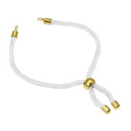 Pulsera semiacabada cord�n blanco ajustable y acero dorado 3mm