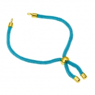 Pulsera semiacabada cordn azul y acero dorado 3mm