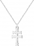 Colgante y cadena con Cruz de Caravaca, Acero Plateado