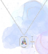 Gargantilla de Acero Plateado con inicial a escoger y strass de colores