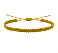 Pulsera ajustable macram� amarillo dorado con acero
