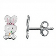 Pendientes conejo de Pascua en Plata 925  4x8.5 mm