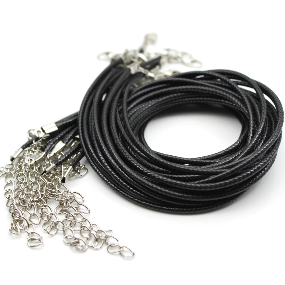 Collar 45cm de cordón de polyester negro con cierre