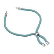 Pulsera semiacabada cordn verde turquesa claro  y acero 3mm