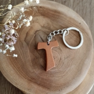 Llavero Cruz Santiago Madera tono cerezo