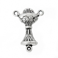 5 CONECTORES TRIPLES CLIZ SAGRADO PLATA ANTIGUA 22x15mm