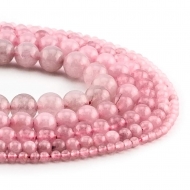 Tira de bolas lisas de piedra Cuarzo rosa - Tamao a elegir