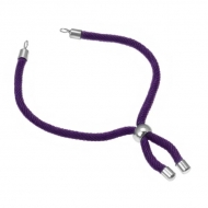 Pulsera semiacabada cordn morado oscuro ajustable y acero 3mm
