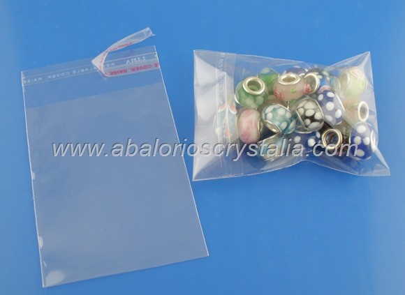 50 BOLSAS DE PLASTICO CIERRE AUTO ADHESIVO 6x4cm