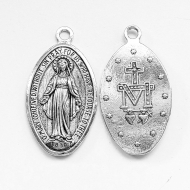 1 Colgante virgen milagrosa grande plata antigua 48x26mm