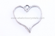 10 COLGANTES CORAZ�N PLATA ANTIGUA 23mm