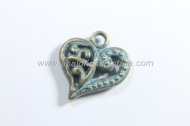 10 COLGANTES CORAZ�N BRONCE ENVEJECIDO 14x13mm