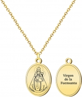 Colgante con cadena y medalla Virgen de la Fuensanta, Acero Dorado