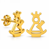 Pendientes con silueta filigrana Virgen del Remedio, Acero Dorado