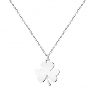 Colgante con cadena y Trbol de Tres Hojas, Acero Plateado