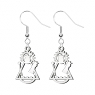 Pendientes silueta Virgen de Candelaria, Acero Plateado