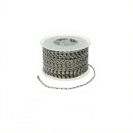 1 Bobina de algodn trenzado blanco-negro-dorado 2mm, 45 metros aprox.