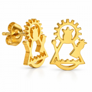 Pendientes con silueta Virgen de Candelaria, Acero Dorado