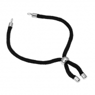 Pulsera semiacabada cord�n negro ajustable y acero 3mm
