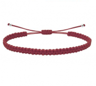 Pulsera ajustable macram� roja rosacea con acero