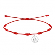 Pulsera 7 nudos Roja con el Cenachero, Acero Plateado
