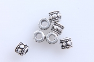 20 ABALORIOS BARRIL PLATA ANTIGUA 4.5x4mm