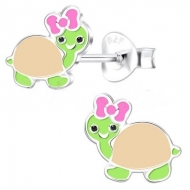 Pendientes tortuga con lazo en Plata 925  8x8 mm