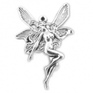 10 COLGANTES HADA PLATA ANTIGUA 22x15mm