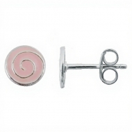 Pendientes mini espiral rosa en Plata 925  5.5x5.5 mm